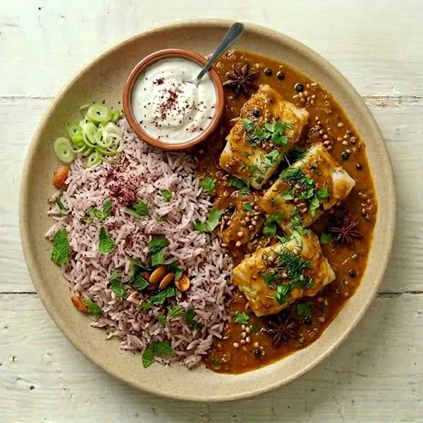 Arabic Spiced Fish Curry with Turkish Sumac Rice